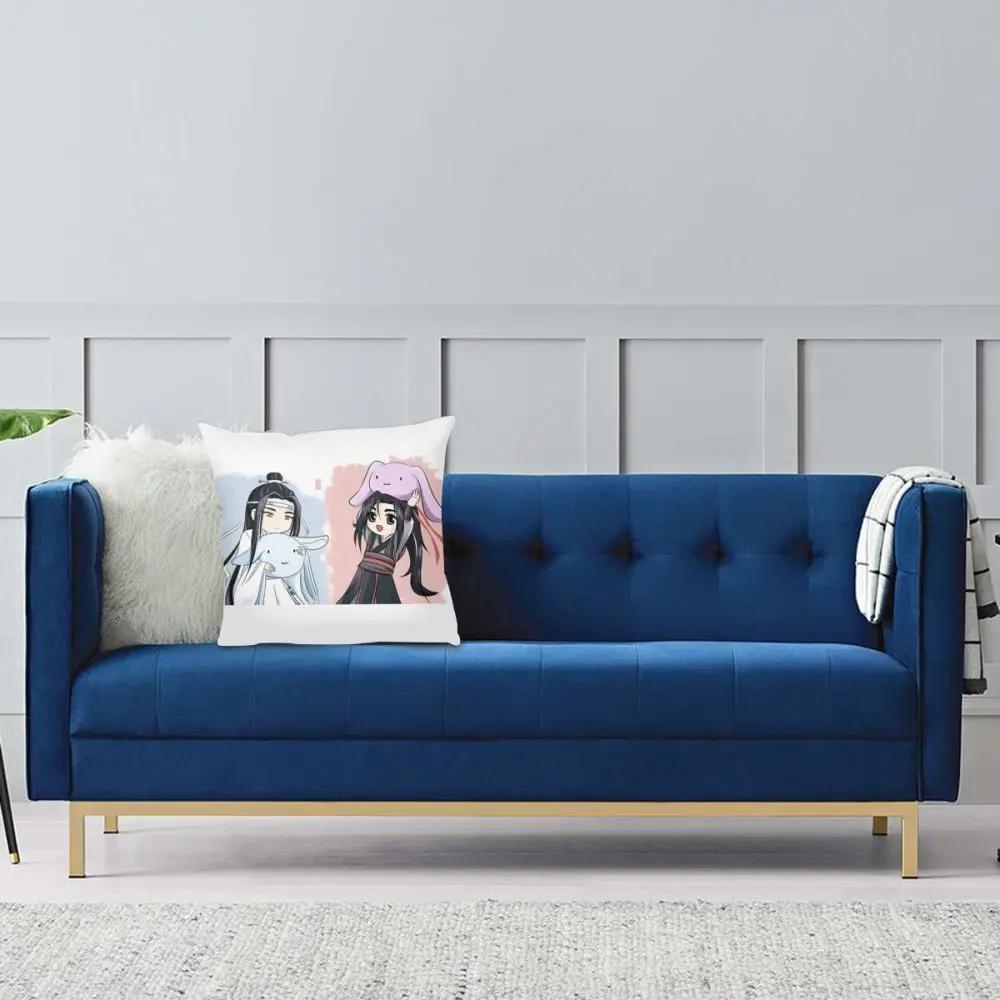 Wangxian Bunny Plushies Square Pillow Case Decorative Pillow The Untamed 45*45cm Pillowcover Home Decor