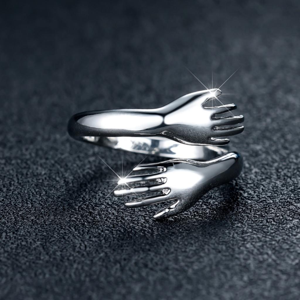 Prsten pro pár Love Hands Embrace, Jednoduchý otevírací prsten Embrace