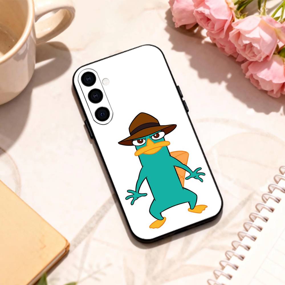 cute Cartoon P-Perry The P-Platypus   phone Case For Samsung Galaxy A73,A72,A71,A70,A53,A52,A51,Others Soft Black Shell
