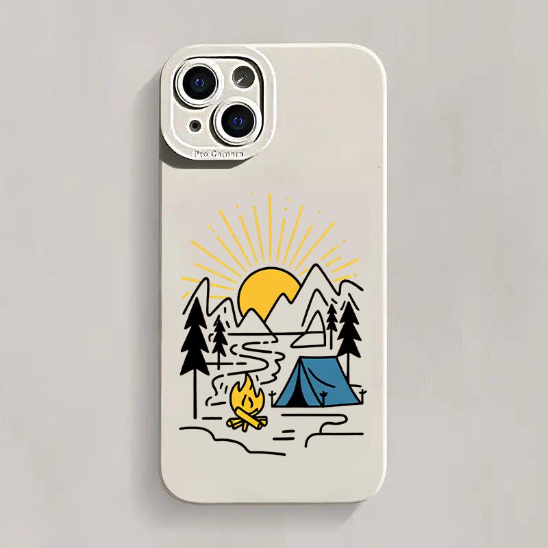 Trendy Camping Phone Case For iPhone 13 12 17 16 15 14 11 Pro Max For iPhone 15 16 14 7 8 Plus XS XR X Antishock Silicone Cover