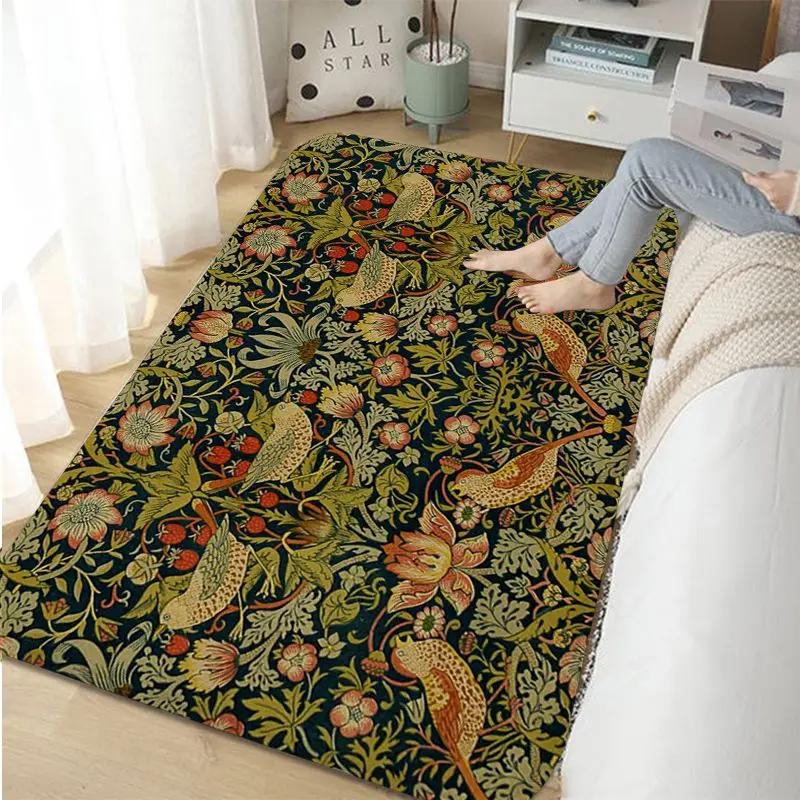William Morris Strawberry Bathroom Rug Retro Style Carpet For Living Room Kitchen Bedroom Hotel Decor Non-Slip Floor Mat Doormat