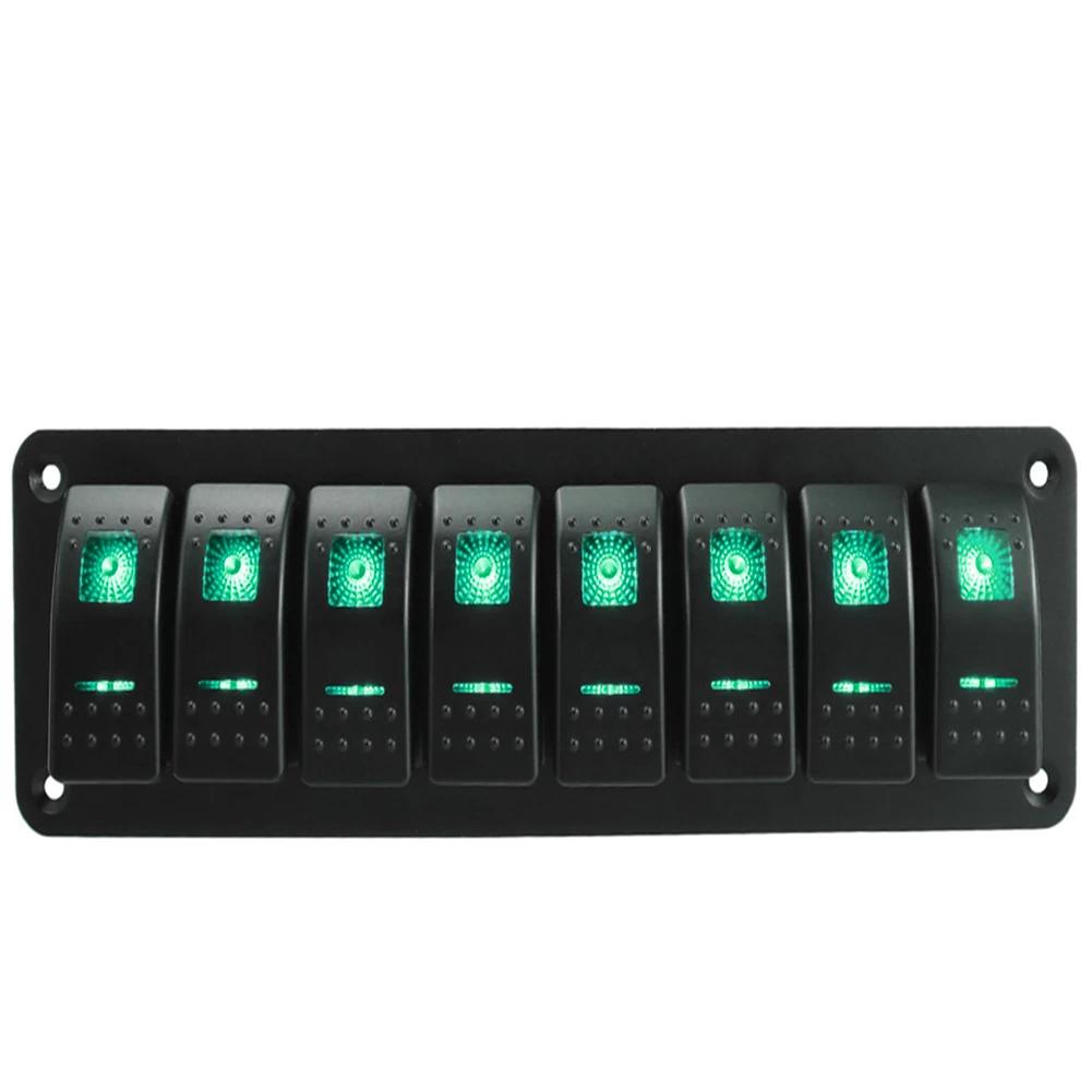 Universal Marine Boat 2/3/4/5/6/ 8 Group Rocker Switch Panel 5-pin Switches for 12V/24V Cars Trailers Red Green Indicator Light
