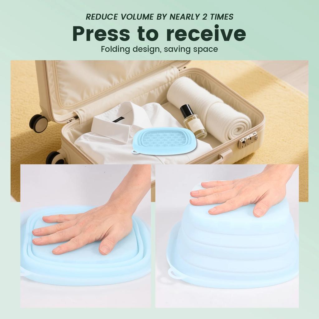 Foldable Silicone Facial Wash Basin Portable Collapsible Beauty Bowl for SkinCare Hair Washing,Travel Friendly Spa Ice Face Bowl