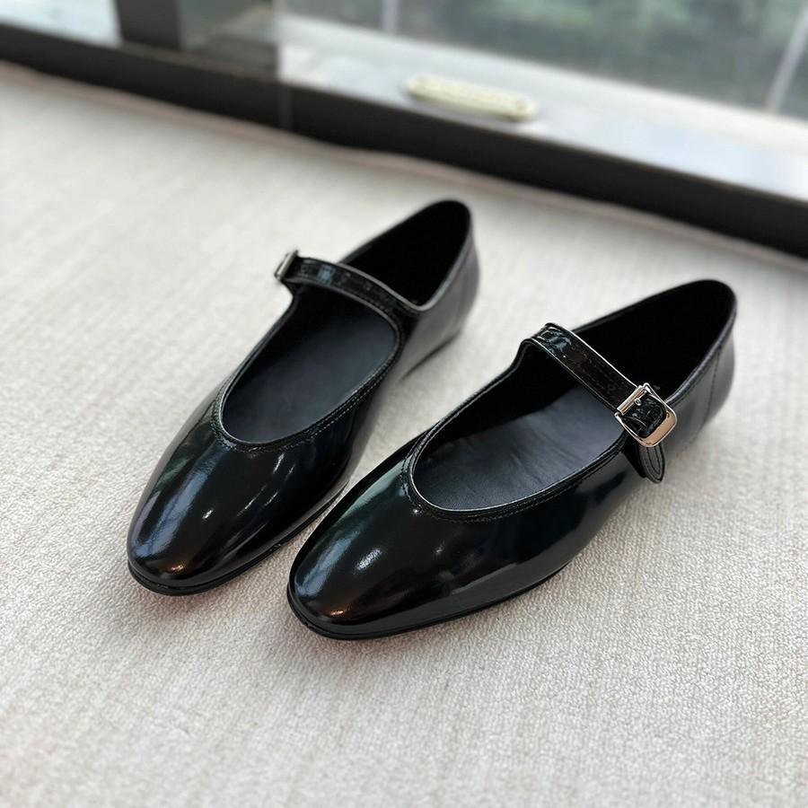 Su Yinyin same French girl~ pointed buckle with V-mouth Mary Jane flat single shoes women's versatile shallow mouth ballet shoes