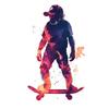 Poster Monkey On a Skateboard Poster Monkey On a Skateboard, 50X70 Cm, Dark Brown Wooden Frame, 230 Gsm Matte Paper