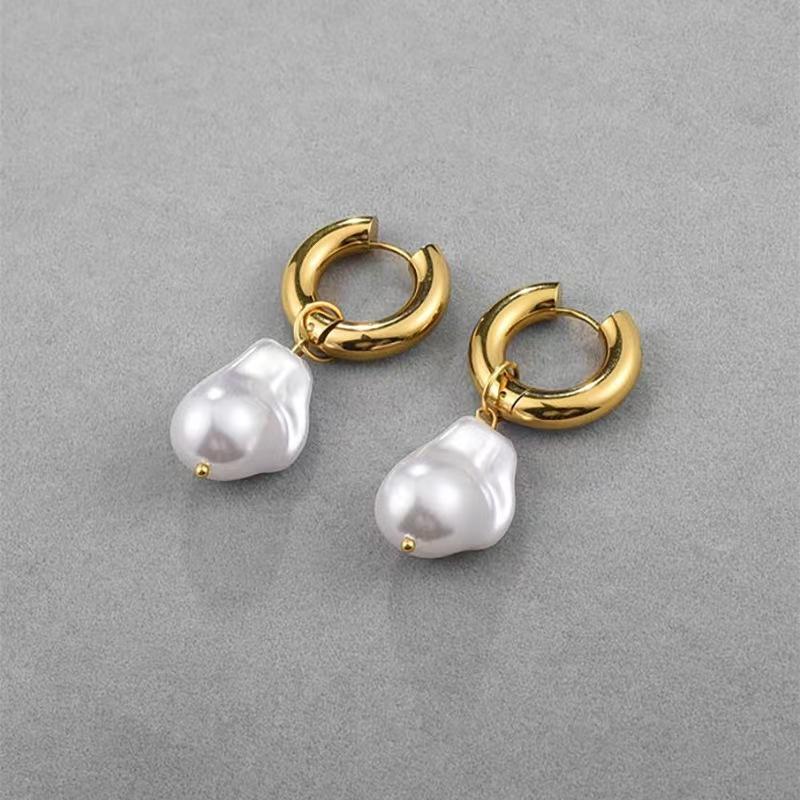 European and American Jewelry Style Imitation Pearl Beaded Earrings Women's Asymmetric Love Pendant Earrings Spice Girls