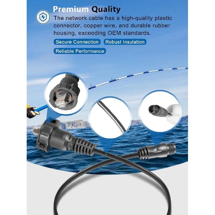 010-12531-01 Marine Network Adapter Cable Black Small (Male) to Large RJ-45 Connector For Panoptix LiveScope System GC 200 Etc