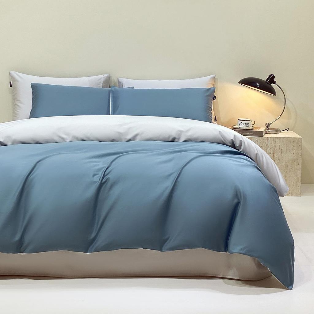 50s Double-Strand Xinjiang Long-Staple Cotton Sateen Solid Color Luxury Bedding Set (4-Piece)