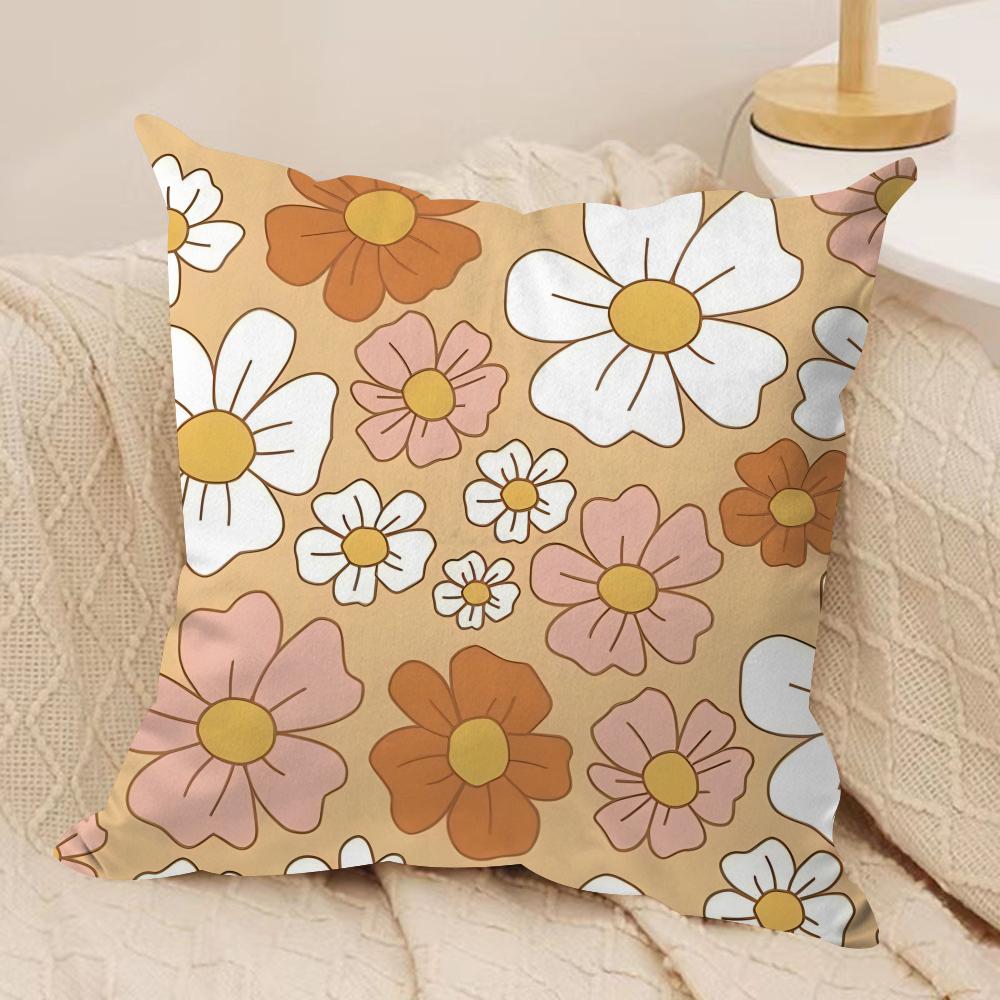 Retro Floral Cushion Cover Soft Plush Fabric DoubleSided Printed Cushion Covers for All Seasons Home Decor
