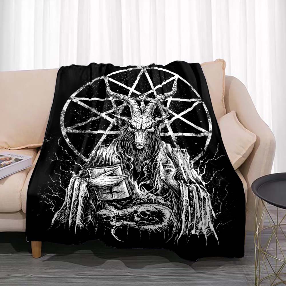 Satan Demon Evil Throw Blanket Bedspread Fleece Flannel Soft Warm Blankets Print Funny Birthday Gift Home Textiles Sofa Decor