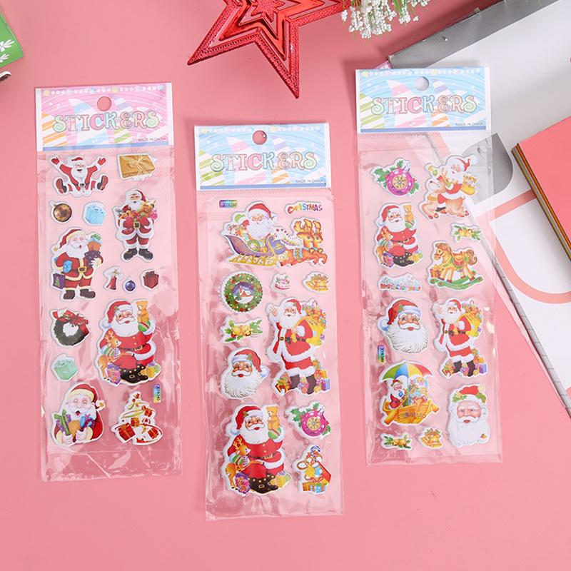 6/12Sheets 3D Puffy Christmas Style Sticker Set Random Mixed  Santa Claus Bubble Stickers DIY Materials Scrapbooking Sticker ZYF