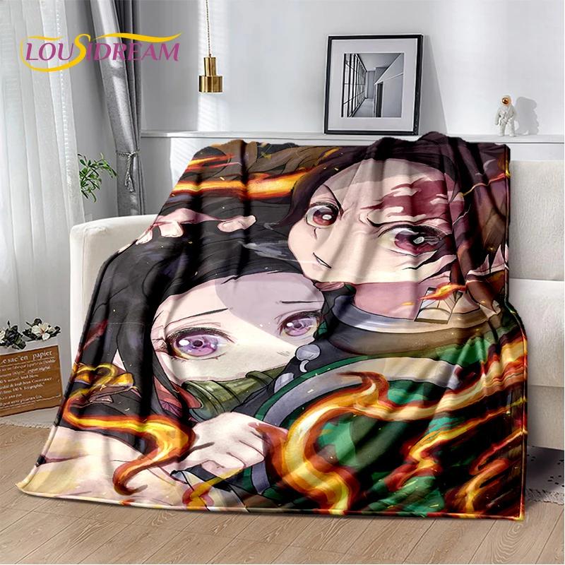 3D Demon Slayer Anime Kamado Nezuko Tanjirou Cartoon Blanket Soft Throw for Home Bedroom Bed Sofa Picnic Cover Child