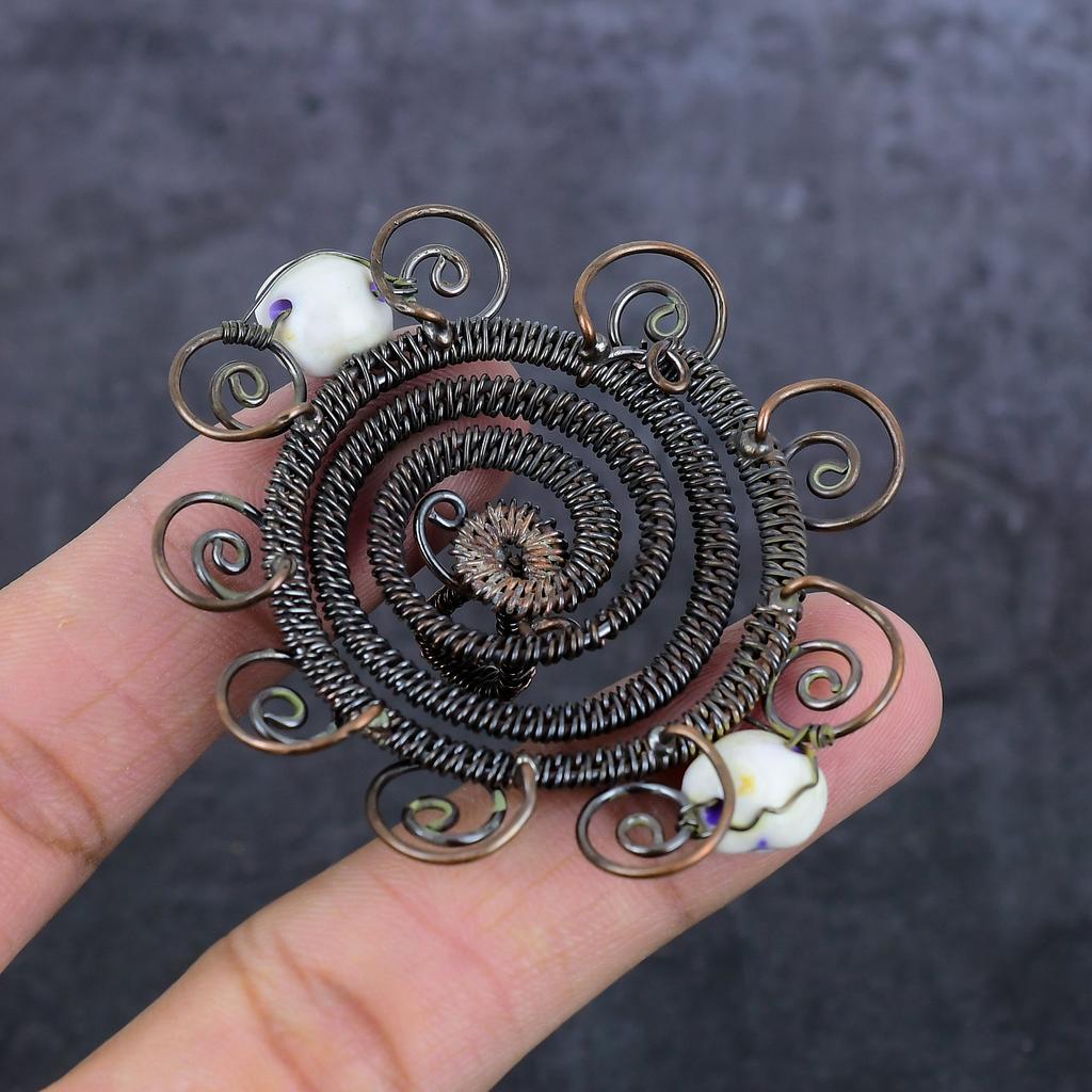 Lila Blüte Handgemacht Kupferdraht Wicklung Schmuck Anhänger 1,77" Z5p62