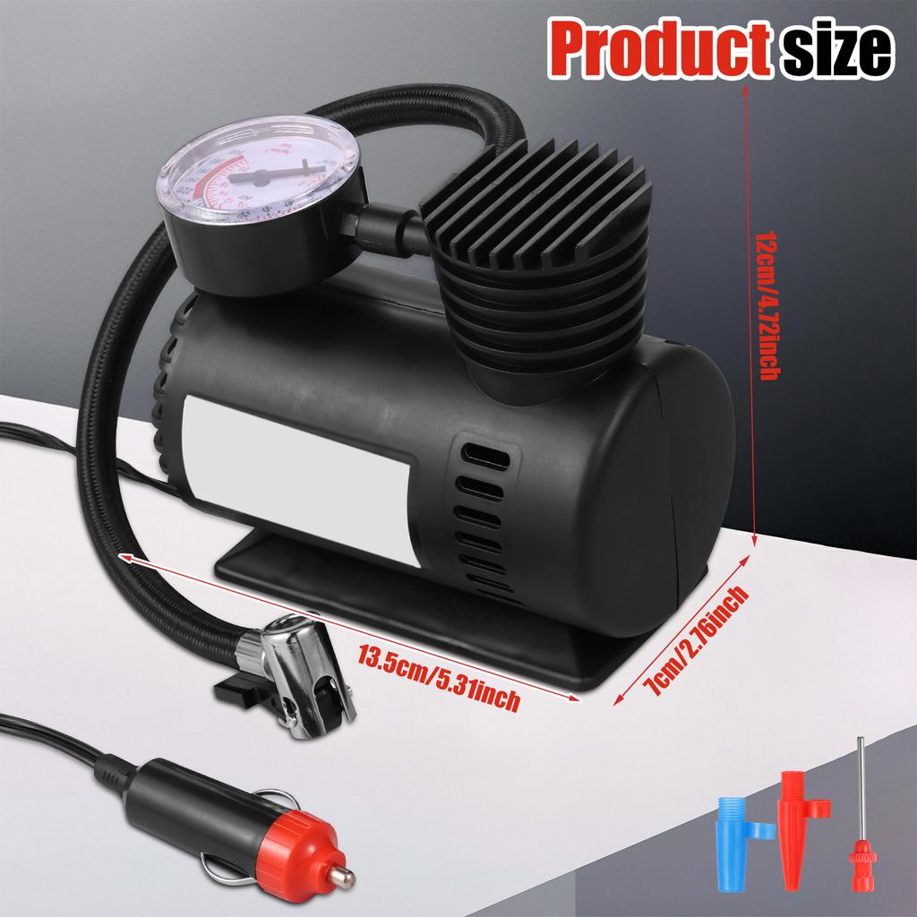 12V Tragbare Reifenpumpe mit Digitalem Manometer für Auto Fahrzeug Reifenfüller Leichter Luftkompressor für Fahrrad Sport