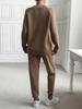 Women's V-Neck Long Sleeve Sweater & Elastic Waist Joggers Two-Piece Set - Autumn/Winter Collection