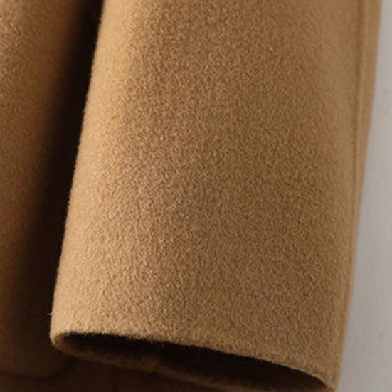 Dámský dlouhý vlněný kabát s kapucí Jednořadý ležérní vlněný trenčkot s kapsami Podzimní zimní svrchní oblečení