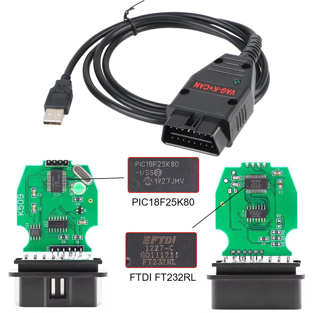 With FT232RL PIC18F25K80 Chip Cable Commander 1.4 for VW/ALLDI OBD2 Diagnostic Tools VAG K+CAN Car Accessories OBDII Scanner