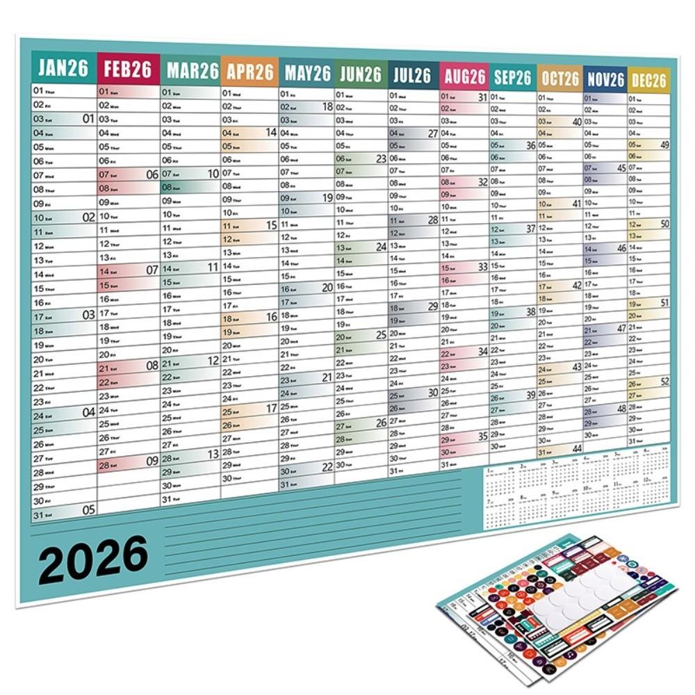 

Wall Mount Wall Calendar 2026 30x20 in Full Year Calendar Reusable Fitness Schedule Office Use