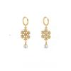 Light Luxury Fashion Shell Bead Pendant Zircon Snowflake Earrings Plated 14k Gold High-end Pearl Earrings for Women