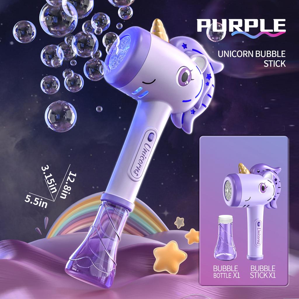Cartoon Unicorn Bubble Machine Electric Bubble Gun Handheld Bubble Maker Wand With Lights Automatic Soap Blower Outdoor Toy