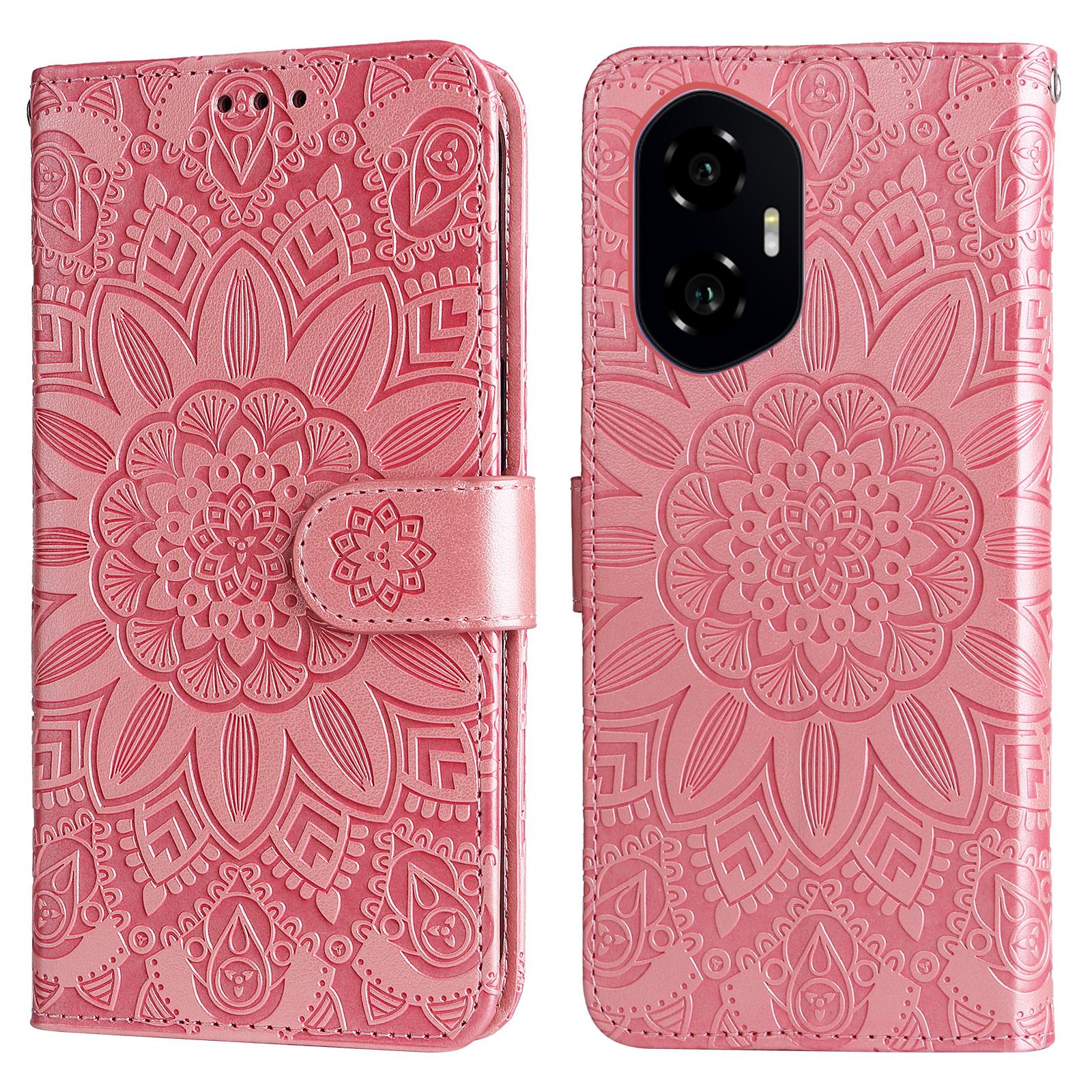 

For Honor 300 Case Sunflower Imprint Leather Wallet Phone Cover Pink