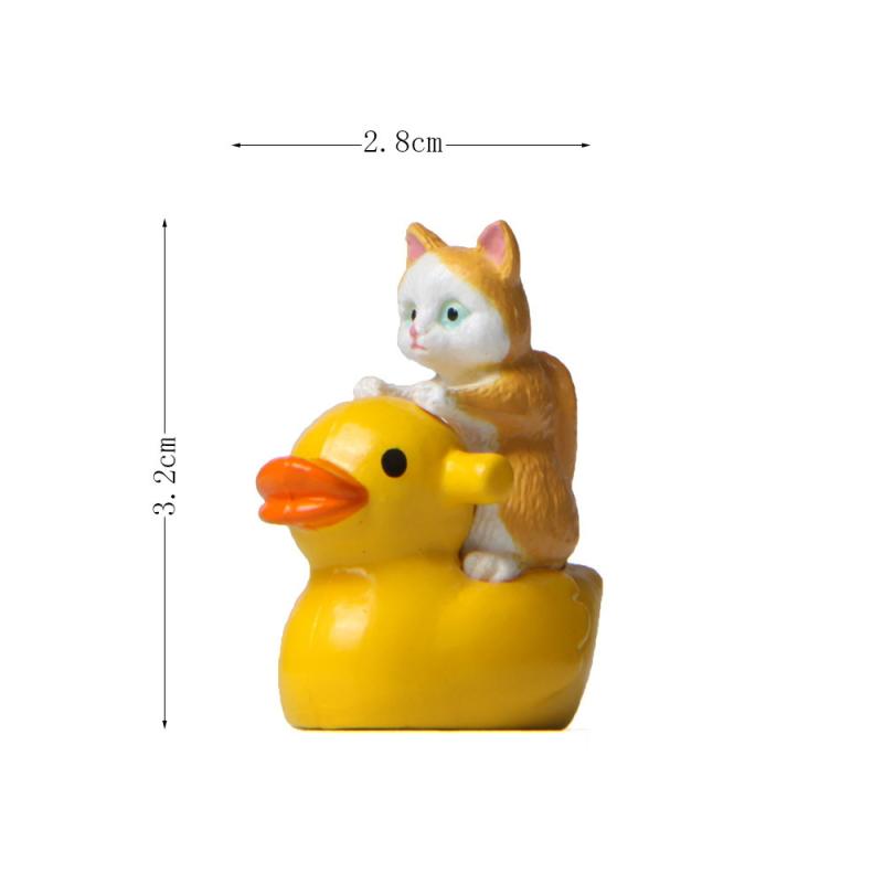 

1/5Pcs Car Home Garden Decoration Mini Cute Cat Sitting On Duck Ornament Miniature Handicraft Figurines Landscape Toys Kids Gift
