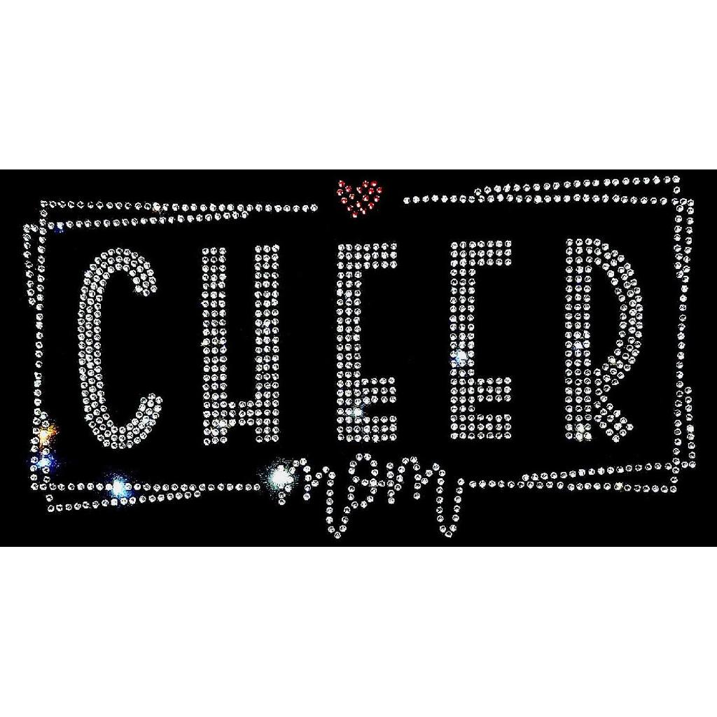 Set of 2 Bling Cheer Mom Iron On 8.3' Width Rhinestones Patch Crystal Hotfix Heat Transfer DIY Applique