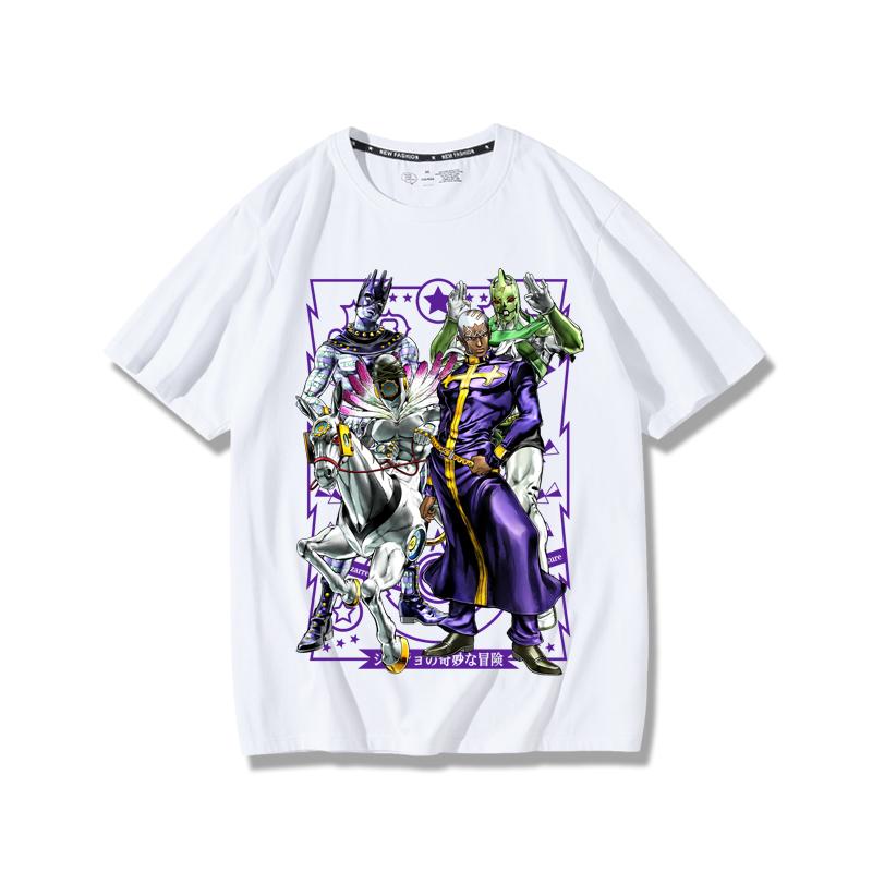 JoJo's Bizarre Adventure anime potlač postáv letné pánske 100% bavlnené tričko vonkajšie ležérne pohodlné trendové streetwear
