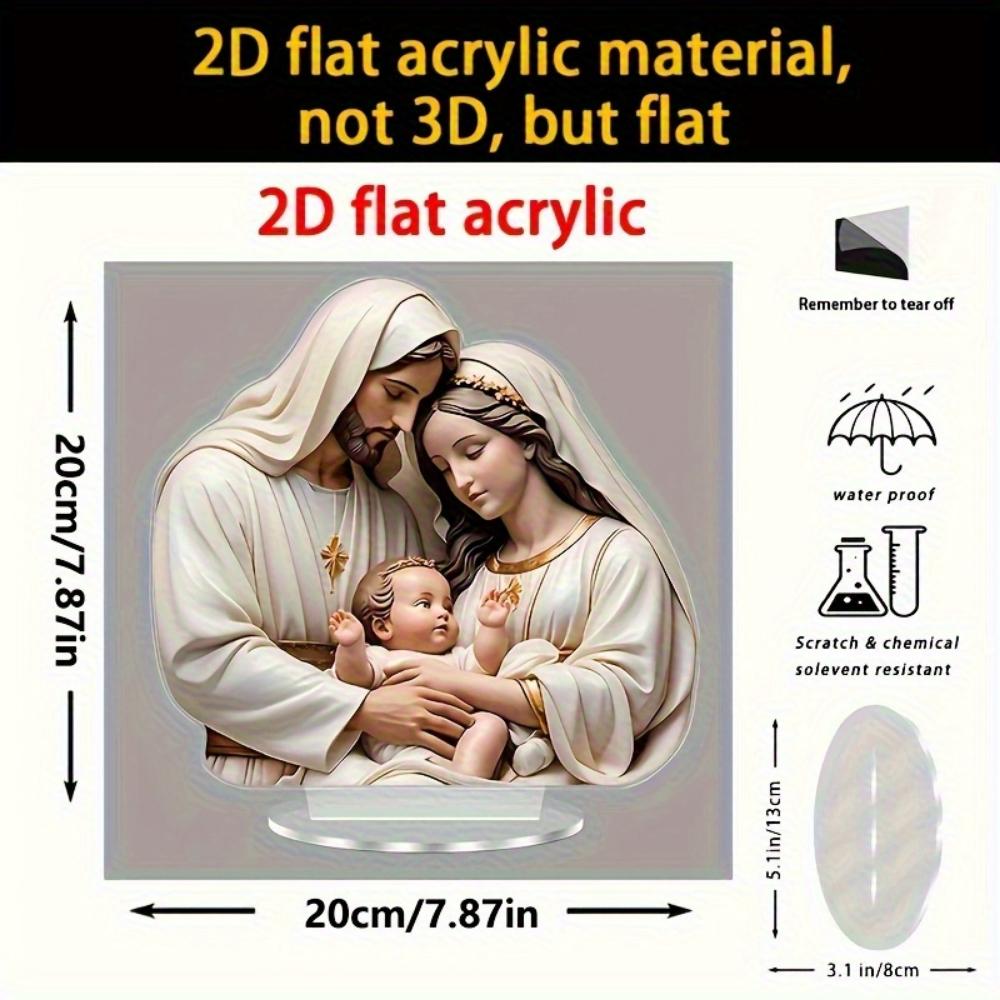 2D flache Acryl-Krippe Tischdekoration - Maria, Josef und das Jesuskind - perfekt für Familien-, Party- oder Geburtstagsdekoration