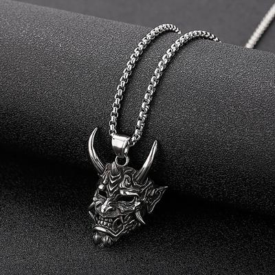 Halloween Ghosts ,European And American Fashion Retro Personality ,Long Horn Face Mask ,Titanium Steel Boy Pendant Pendant .