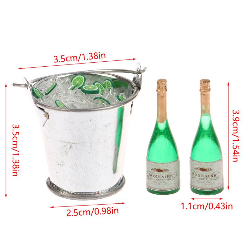 

1/12 Dollhouse Simulation Champagne Beer Ice Cube Bucket Kit Miniature Dollhouse Mini Bar Scene Decor Playthings Figures House Accessories светло-серый