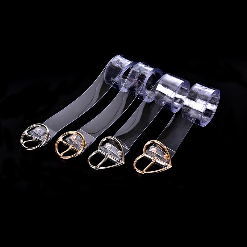 Women Long Transparent Belt Heart Pin Buckle Waist Female Belt Waistband Gift
