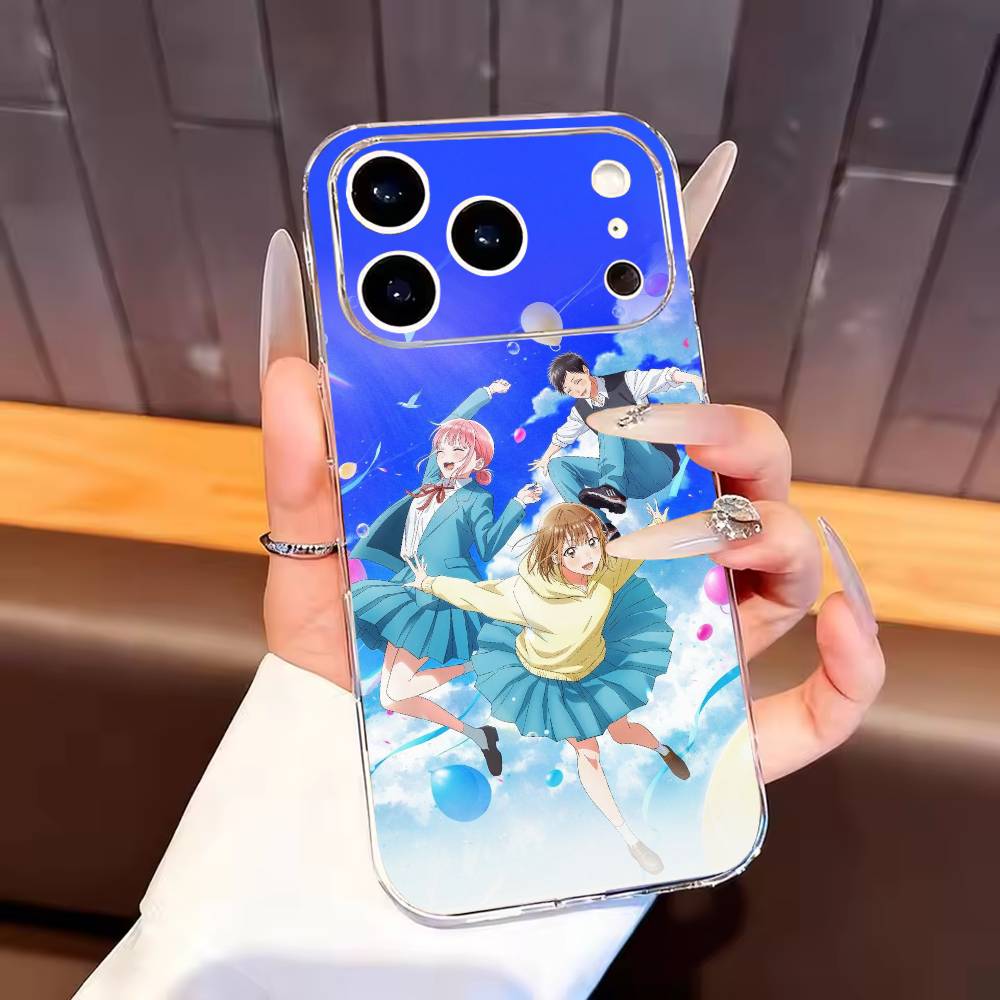 Blue Box Anime Cute Phone Case For iPhone17,16,15,14,13,12,11 Plus,Pro Max Soft Transparent Cover