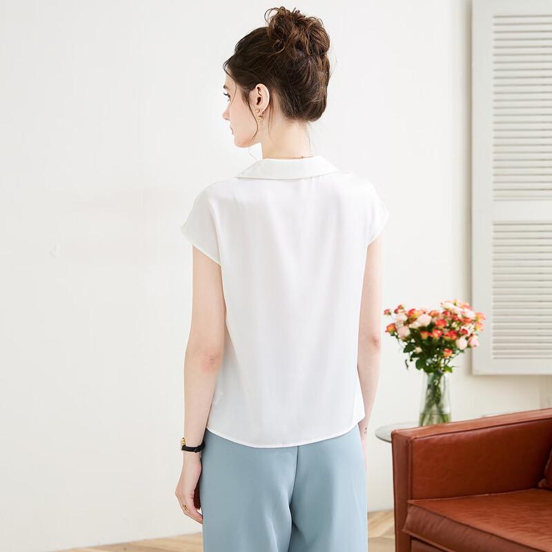 TUHUANG Mulberry Silk Pleated V-Neck Sleeveless Blouse