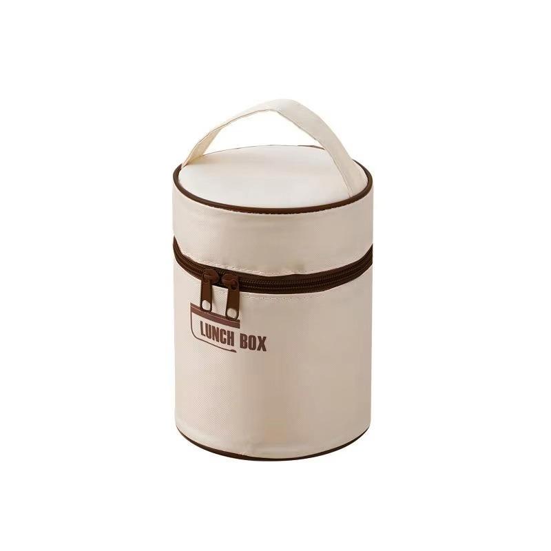 Round Portable Thermal Bag for Lunch Portable Ice Cooler Pack Insulation Picnic Food Storage Bags School Bento Dinner Container