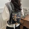 Retro Contrasting Color Fashion Student Bag New Trend Casual Backpack Grid Bag Versatile Women's Bag
