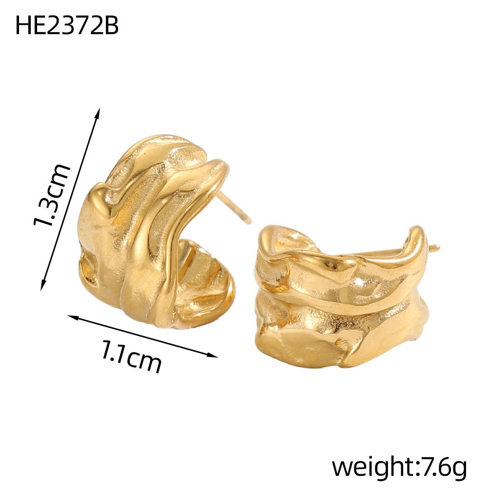 CARLIDANA Hypoallergenic Waterproof Minimalist Jewelry Stainless Steel Gold Plated Trendy U Shape Geometric Huggie Earrings