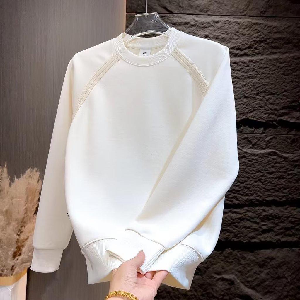Men's Solid Color Round Neck Long-Sleeve Hoodie - Autumn/Winter Casual Style