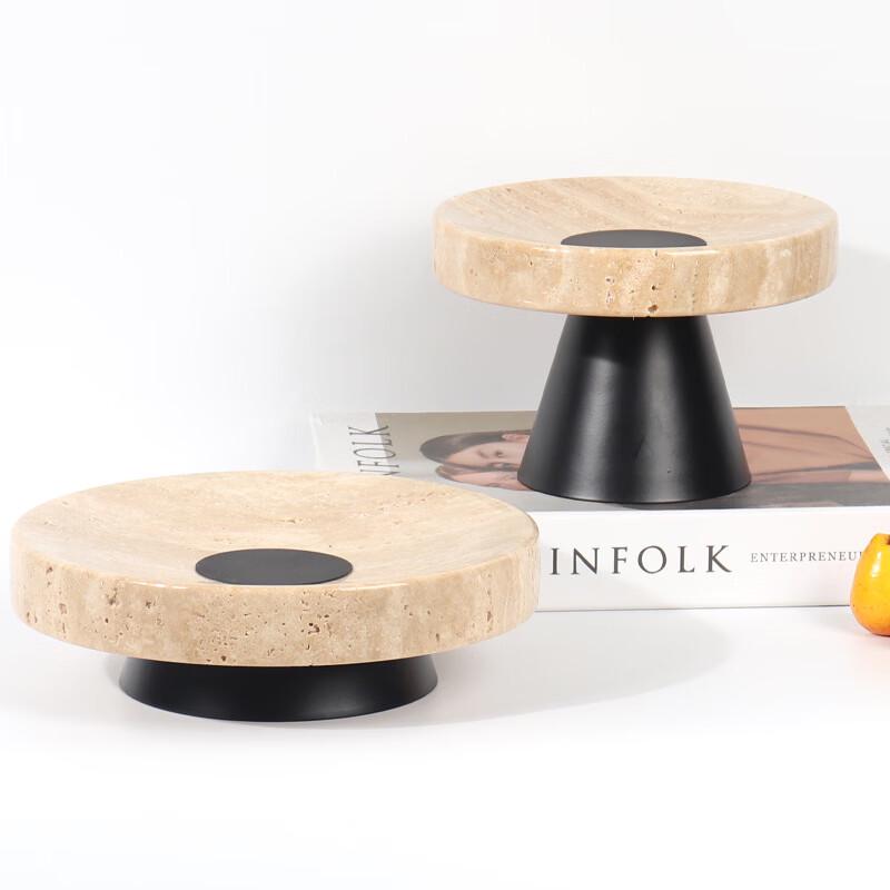 Abay Yellow Travertine Round Fruit Plate