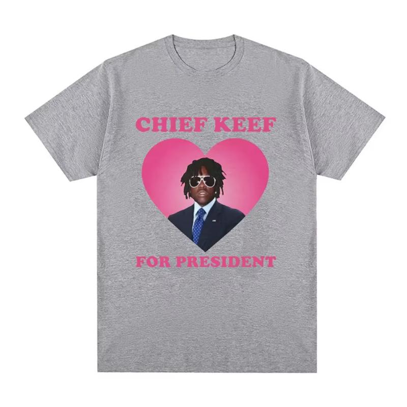 Rapper Chief Keef for President T Shirt Unisex Fashion Casual Short Sleeve Tshirt Aesthetic Vintage Oversized Tshirts Streetwear