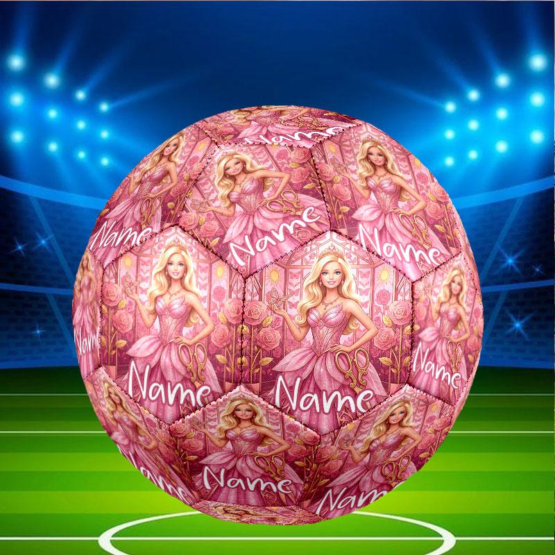 Custom Name Personalized Barbie Print Size 5 Soccer Ball Training & Match Football, for Team, Kicking, Gift for Football Enthusiasts