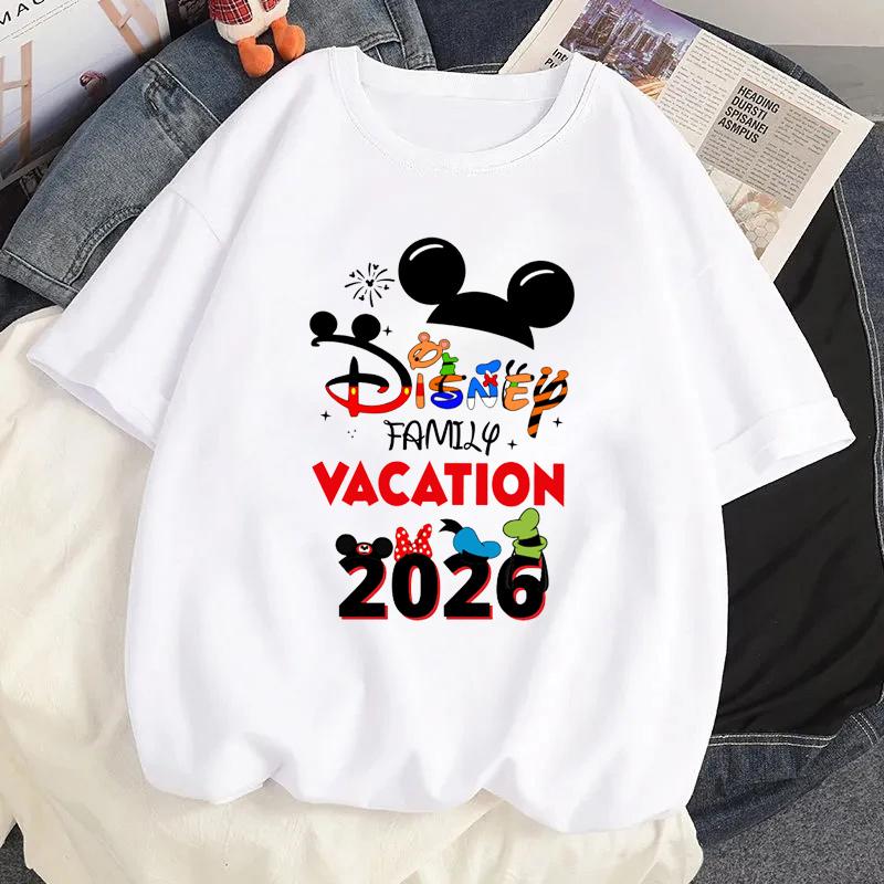 2026   Trip Mickey Minnie Mouse White TShirts Y2k Fashion Unisex Streetwear Casual Tops Cotton Casual Loose Short Sleeve