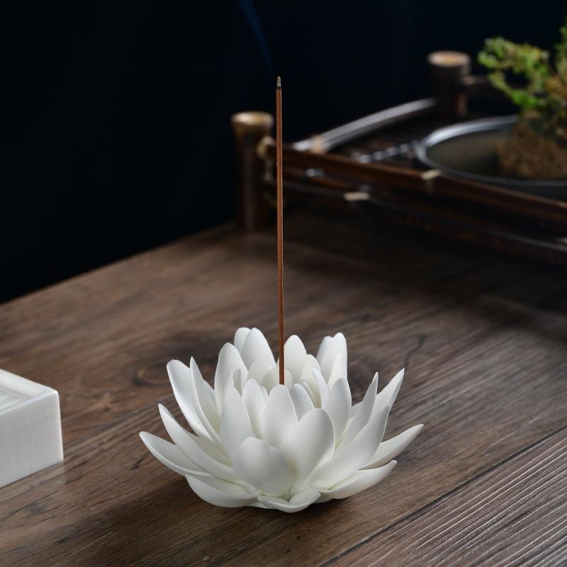 Ceramic Incense Burner Lotus Incense Plug Home Indoor Incense Table Incense Holder Line Incense Zen Decoration Ornaments