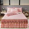 3pcs Bedroom Set High-End Crystal Velvet Bed Skirt Three-Piece Set with Thick Lace Trim, Korean Princess Style Warm and Non-Slip Mattress Cover