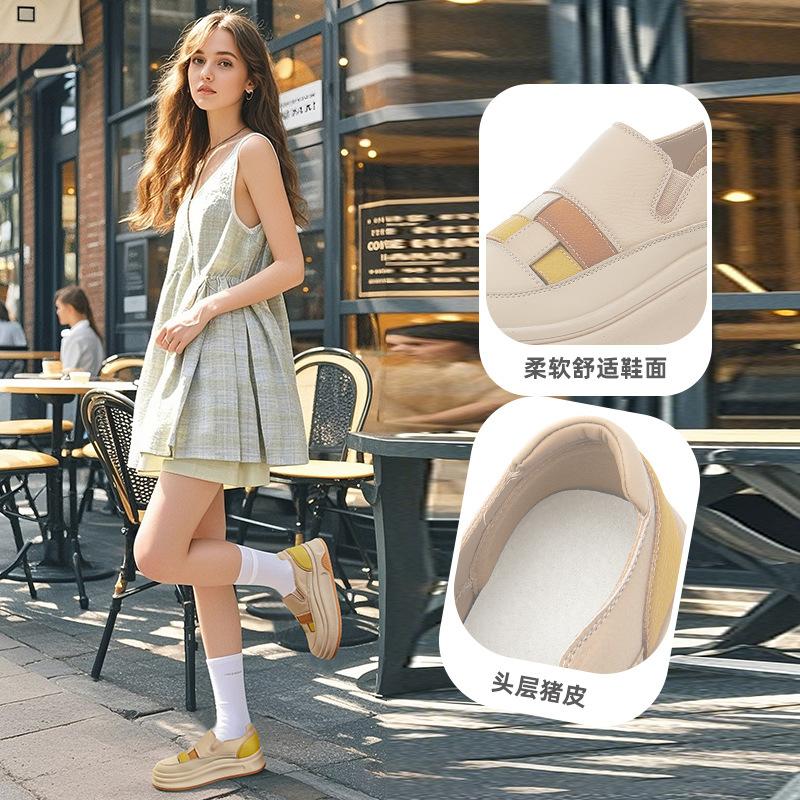 Small Size 34 Large Size 41 Ethnic Style Little White Shoes 2025 Autumn New Color Matching Platform Single Shoes Women's One-pedal Women's Shoes