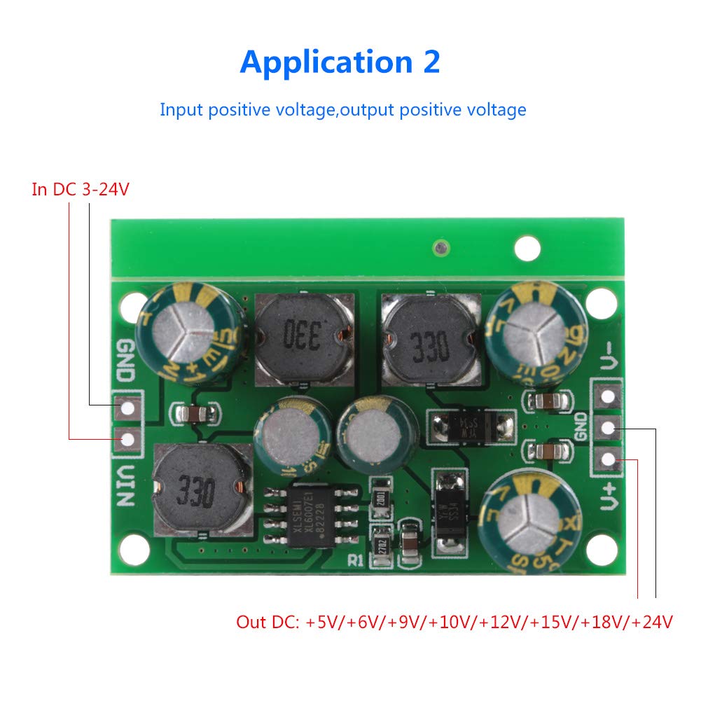 DC Positive & Negative Voltage Down Regulator Boost Converter 3-24V to ±5V 6V 9V 10V 12V 15V 18V 24V (Output Voltage ±5VDC)