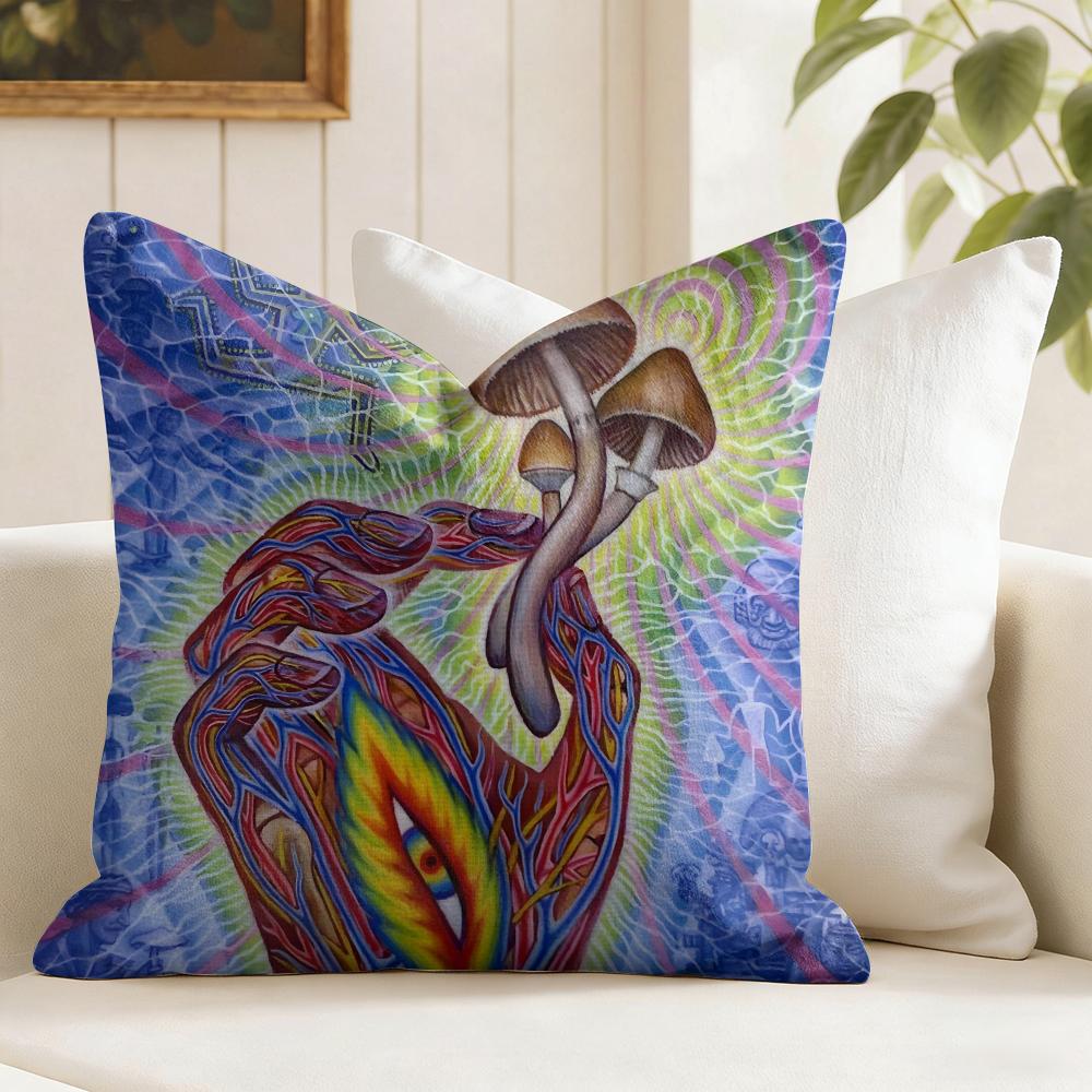 AAlex GGrey Trippy Psychedelic Cushion Cover Natural Linen Double Sided Print Throw Pillow Case for Sofa Couch Home Decor