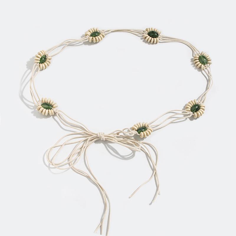 Bohemian Woven Waist Belt Crafted From Cotton Linen Material With Tie Closure For Casual Outfits