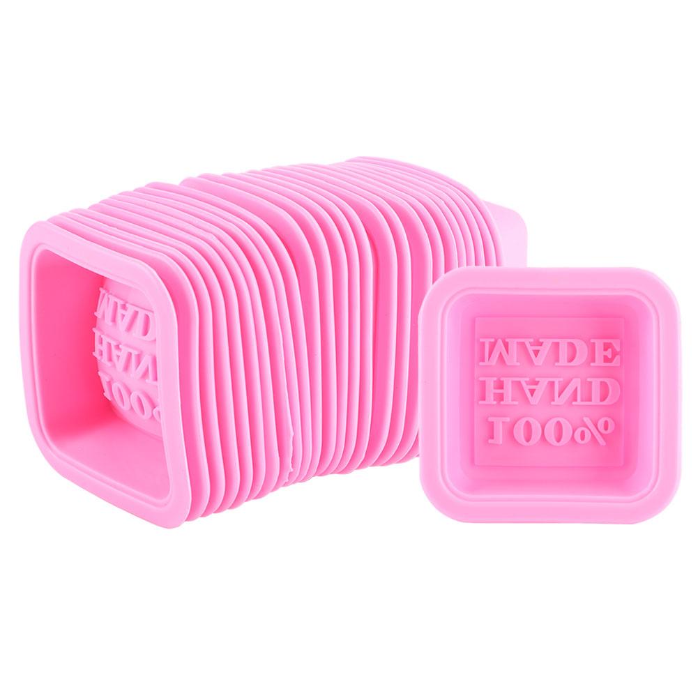 25PCS DIY Handmade Silicone Soap Mold Multifunction Candle Molds Cake Making Baking Mould(Pink )