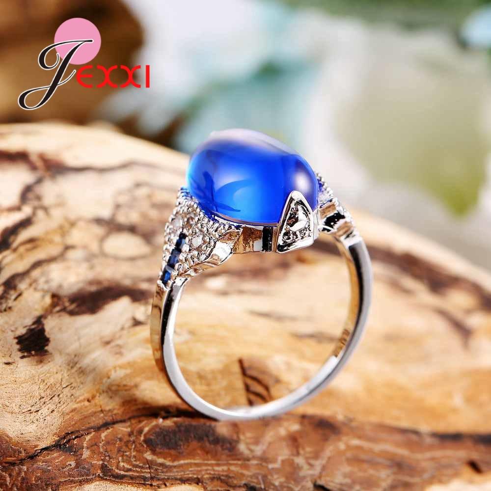 

Trendy Cat Eye Stone Rings For Women Wedding Jewelry Stamped Silver Color Engagement Proposal Finger Ring Female 6